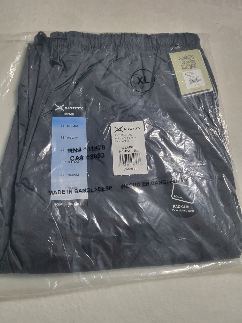 Arctix Men's Charcoal Grey Storm Rain Pants XL 40-42x28